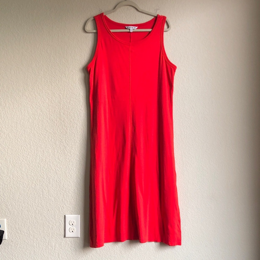 Elizabeth and James Red Tank Shirt Dress Shirtdress Cosmic Lava Red Cotton Midi